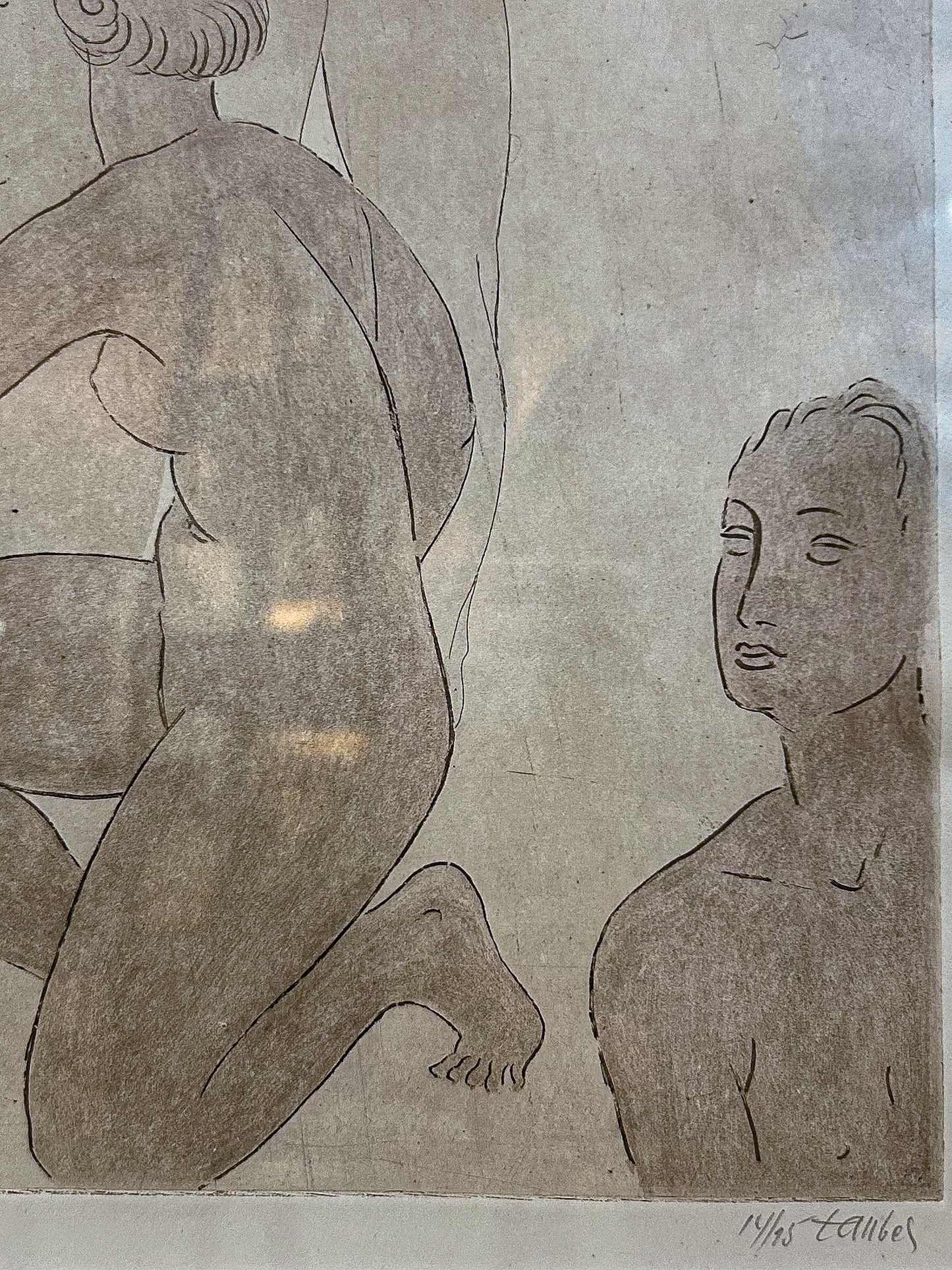 Vintage Frederic Taubes (1900-1981) Female Figurative Framed Aquatint Etching