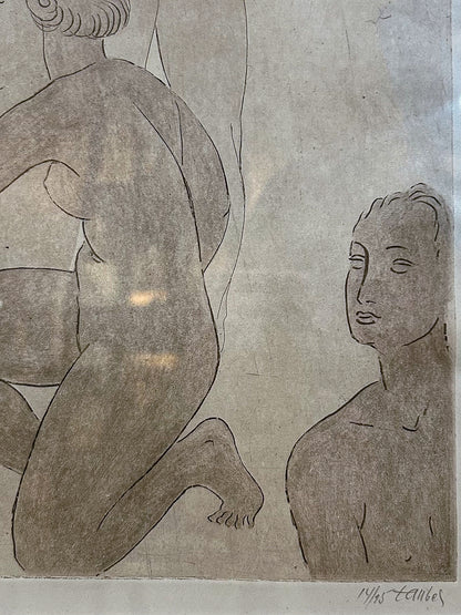 Vintage Frederic Taubes (1900-1981) Female Figurative Framed Aquatint Etching