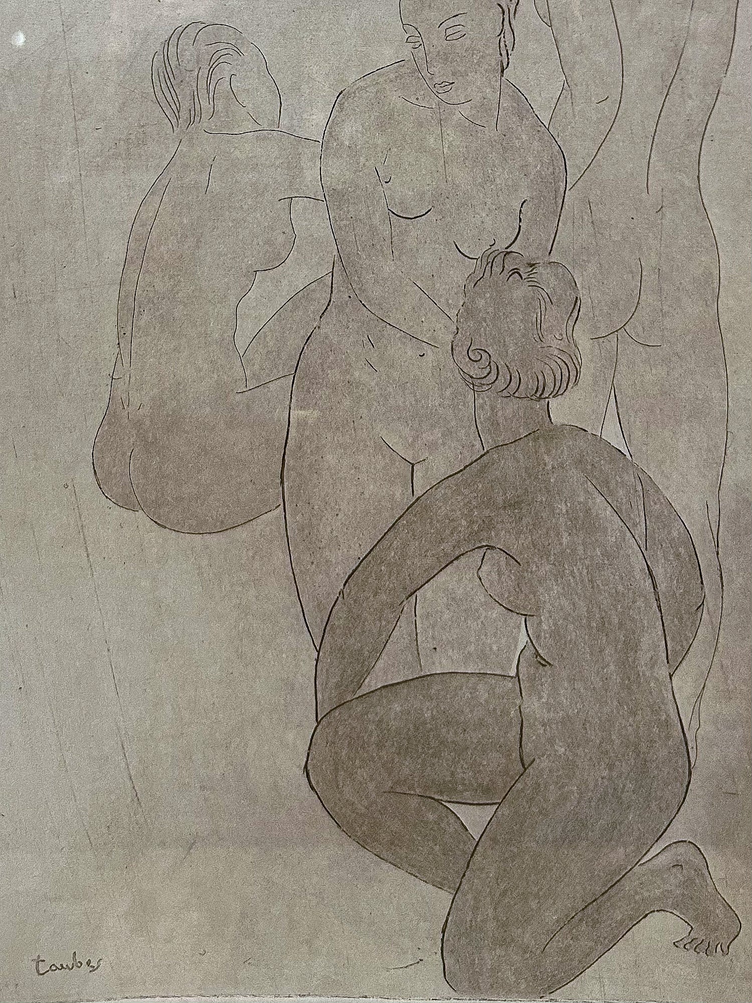 Vintage Frederic Taubes (1900-1981) Female Figurative Framed Aquatint Etching