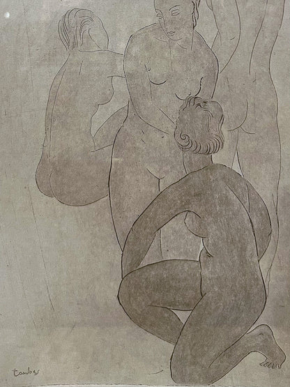 Vintage Frederic Taubes (1900-1981) Female Figurative Framed Aquatint Etching