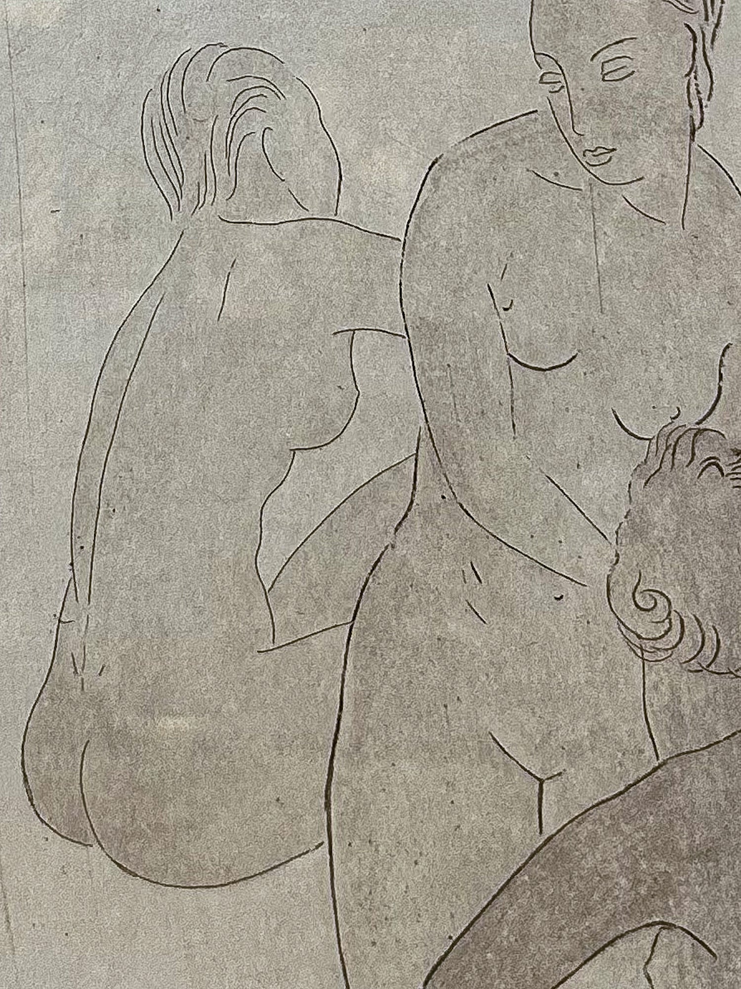 Vintage Frederic Taubes (1900-1981) Female Figurative Framed Aquatint Etching