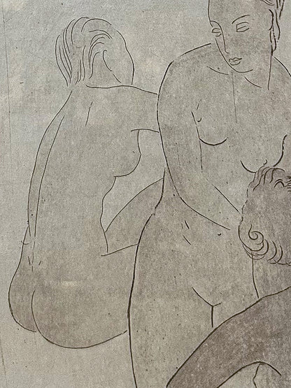 Vintage Frederic Taubes (1900-1981) Female Figurative Framed Aquatint Etching