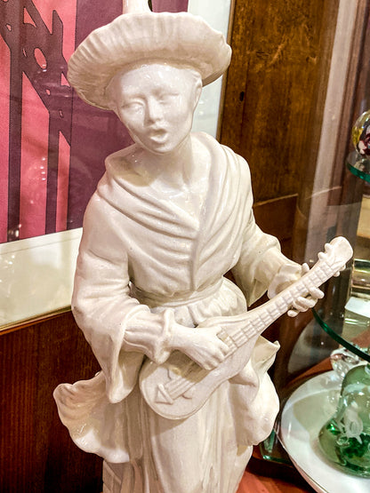 Vintage Frederick Cooper Blanc de Chine Ceramic Musician Figural Table Lamp