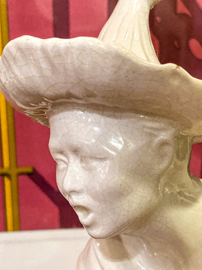 Vintage Frederick Cooper Blanc de Chine Ceramic Musician Figural Table Lamp