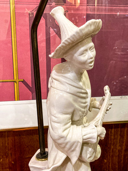 Vintage Frederick Cooper Blanc de Chine Ceramic Musician Figural Table Lamp