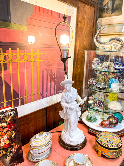 Vintage Frederick Cooper Blanc de Chine Ceramic Musician Figural Table Lamp