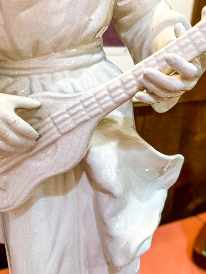 Vintage Frederick Cooper Blanc de Chine Ceramic Musician Figural Table Lamp