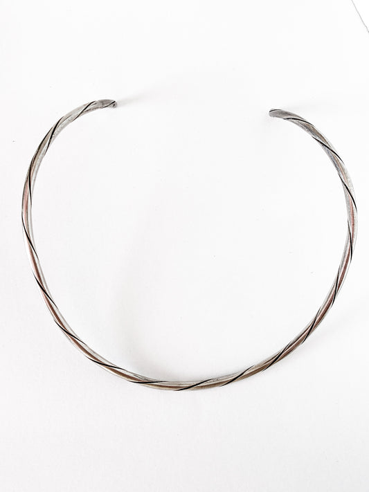 Vintage Georg Jensen Sterling Silver Twist Choker Neck Ring Necklace