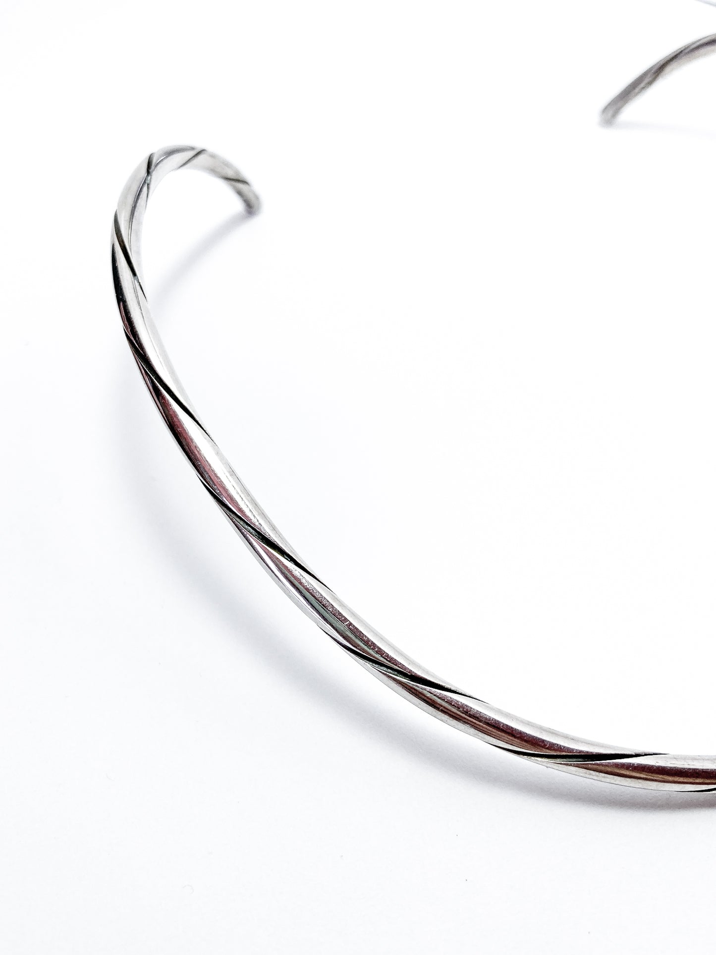 Vintage Georg Jensen Sterling Silver Twist Choker Neck Ring Necklace