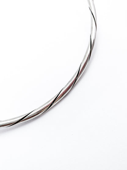 Vintage Georg Jensen Sterling Silver Twist Choker Neck Ring Necklace