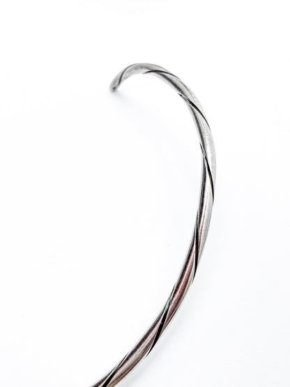 Vintage Georg Jensen Sterling Silver Twist Choker Neck Ring Necklace