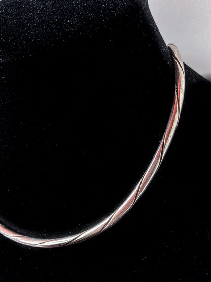 Vintage Georg Jensen Sterling Silver Twist Choker Neck Ring Necklace