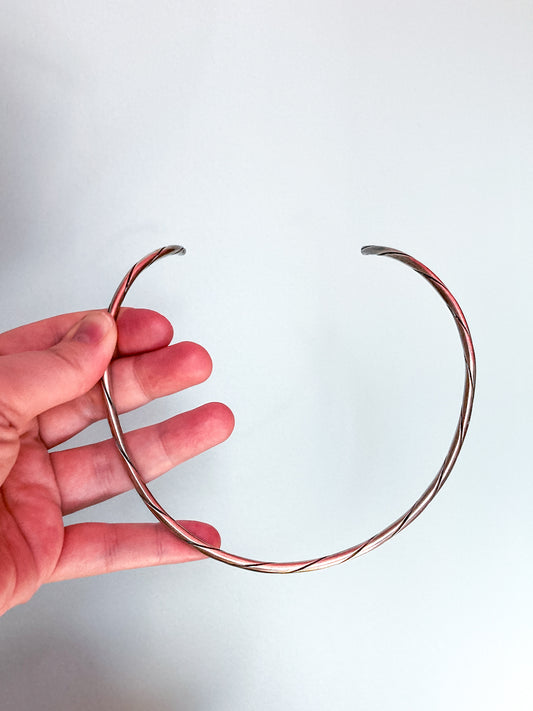 Vintage Georg Jensen Sterling Silver Twist Choker Neck Ring Necklace