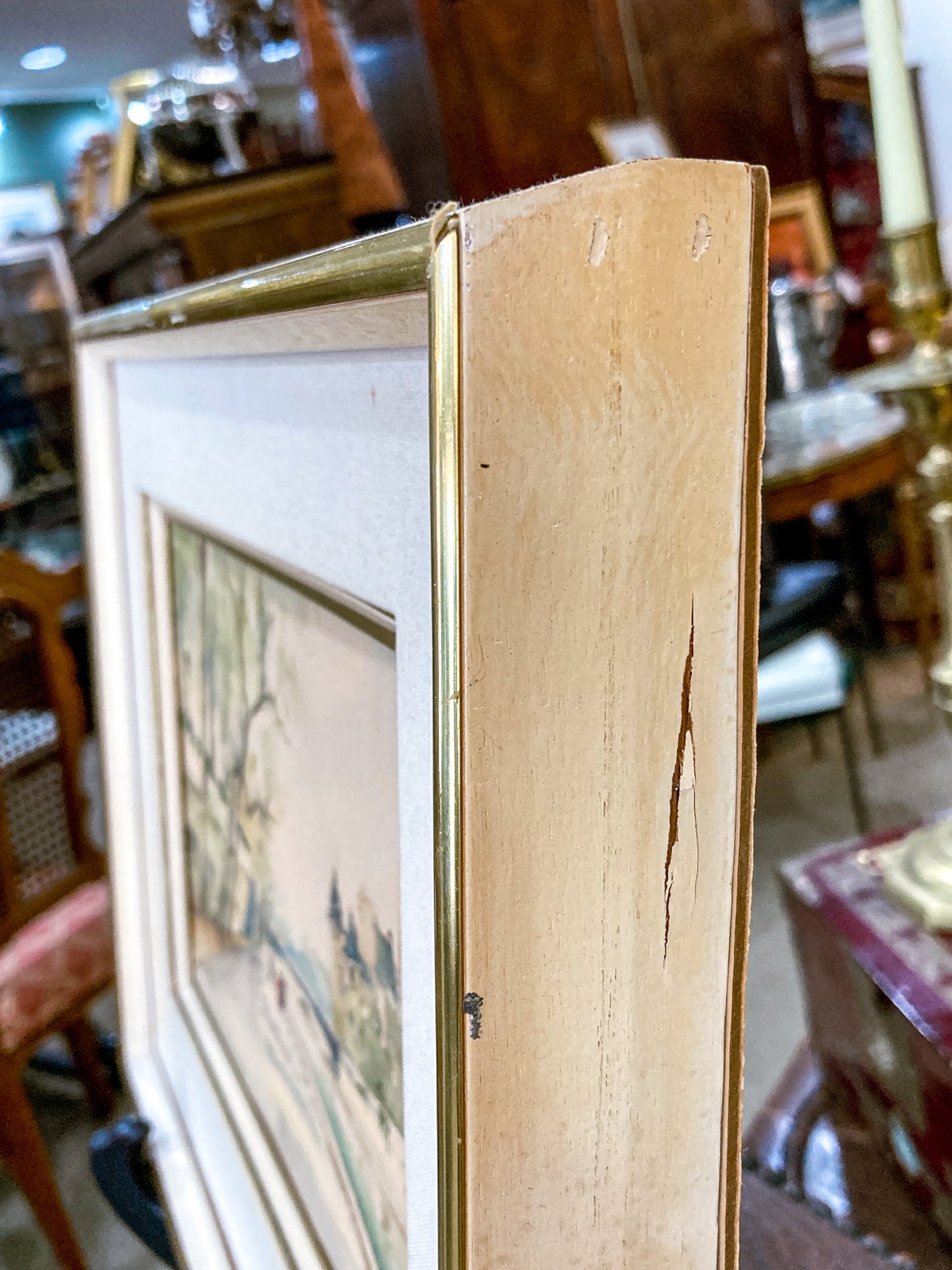 Vintage Georges Audureau (1896-1986) Parisian River Scene Framed Watercolor Painting