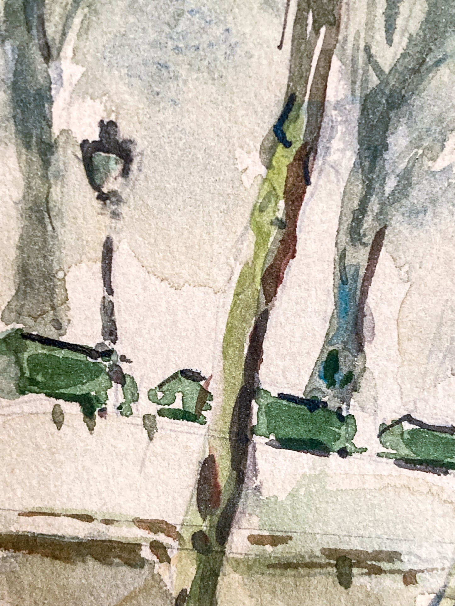 Vintage Georges Audureau (1896-1986) Parisian River Scene Framed Watercolor Painting