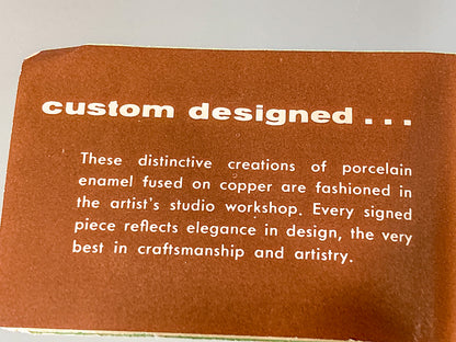 Vintage Gerte Hacker (1911-2000) Yellow Floral Enameled Copper Brooch Earring Set