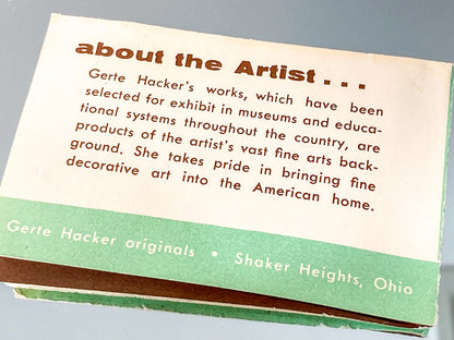 Vintage Gerte Hacker (1911-2000) Yellow Floral Enameled Copper Brooch Earring Set