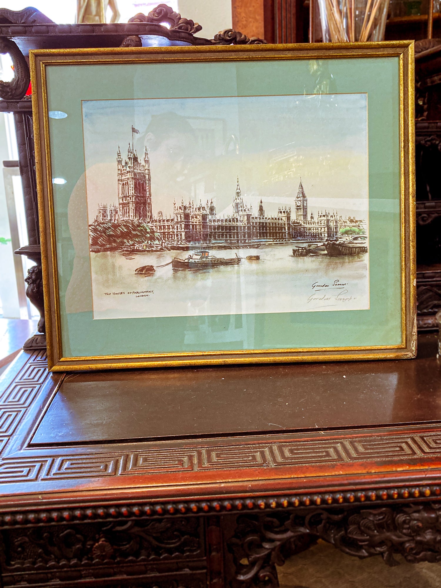 Vintage Gordon Somers The Houses of Parliament London Framed Print