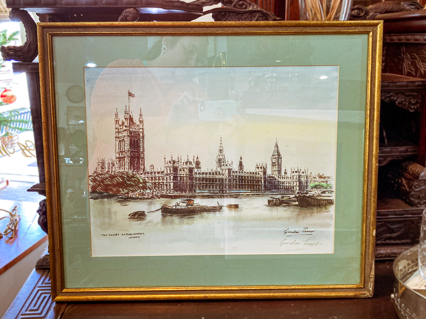 Vintage Gordon Somers The Houses of Parliament London Framed Print