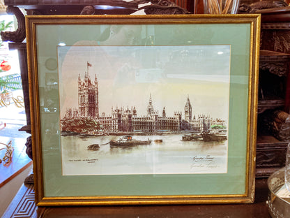 Vintage Gordon Somers The Houses of Parliament London Framed Print