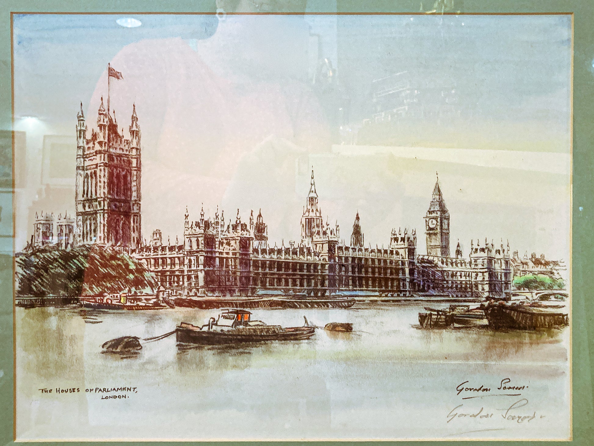 Vintage Gordon Somers The Houses of Parliament London Framed Print