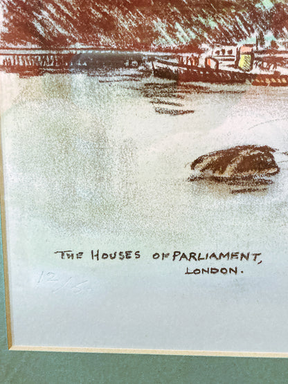 Vintage Gordon Somers The Houses of Parliament London Framed Print