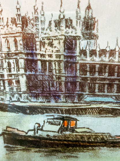 Vintage Gordon Somers The Houses of Parliament London Framed Print