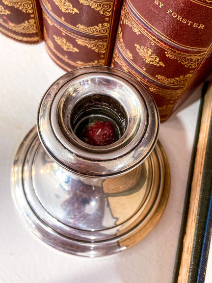 Vintage Gorham Sterling Silver Cement-Filled Pair Circular Candlesticks