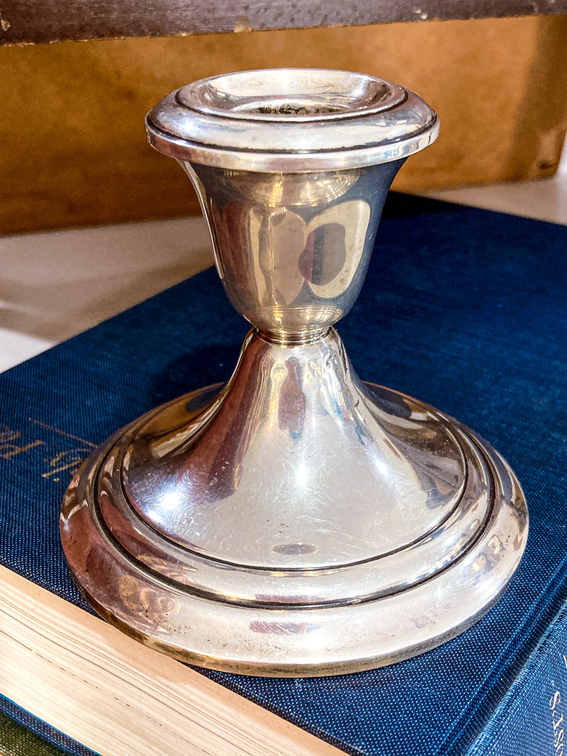 Vintage Gorham Sterling Silver Cement-Filled Pair Circular Candlesticks