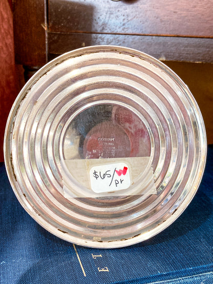 Vintage Gorham Sterling Silver Cement-Filled Pair Circular Candlesticks