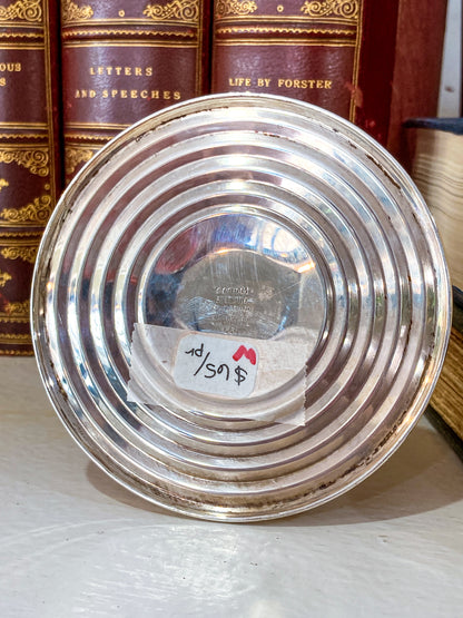 Vintage Gorham Sterling Silver Cement-Filled Pair Circular Candlesticks