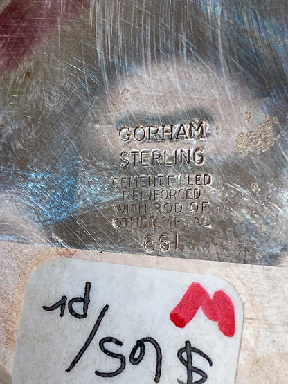 Vintage Gorham Sterling Silver Cement-Filled Pair Circular Candlesticks