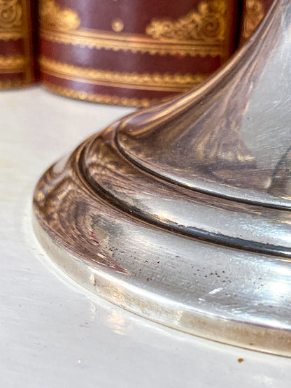 Vintage Gorham Sterling Silver Cement-Filled Pair Circular Candlesticks