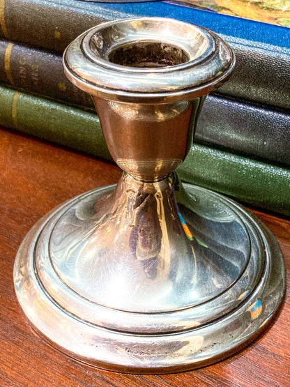 Vintage Gorham Sterling Silver Cement-Filled Pair Circular Candlesticks