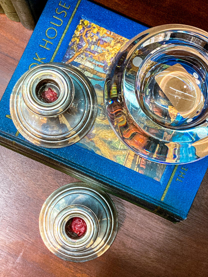 Vintage Gorham Sterling Silver Cement-Filled Pair Circular Candlesticks