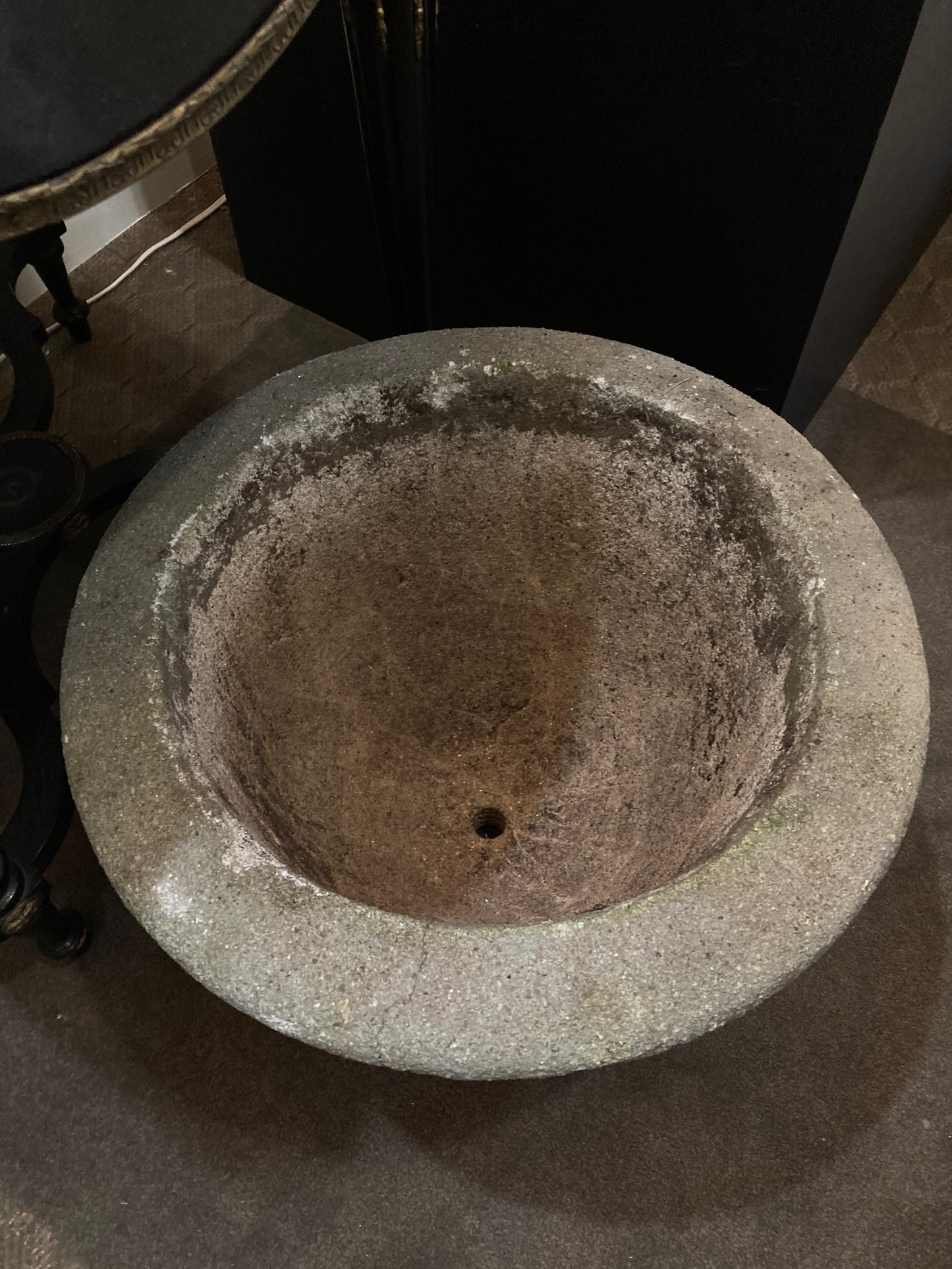 Vintage Grape Motif Weathered Concrete Outdoor Planter Pot