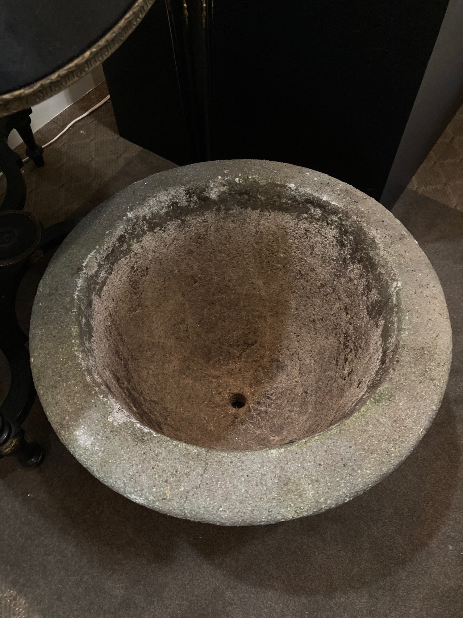 Vintage Grape Motif Weathered Concrete Outdoor Planter Pot