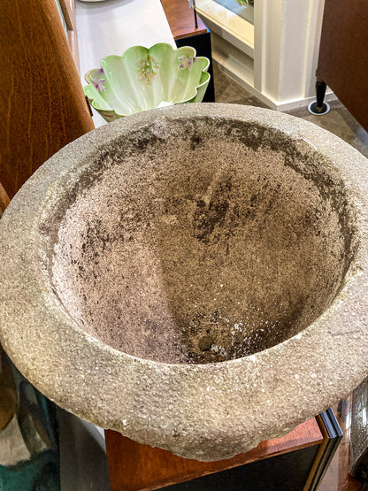 Vintage Grape Motif Weathered Concrete Outdoor Planter Pot