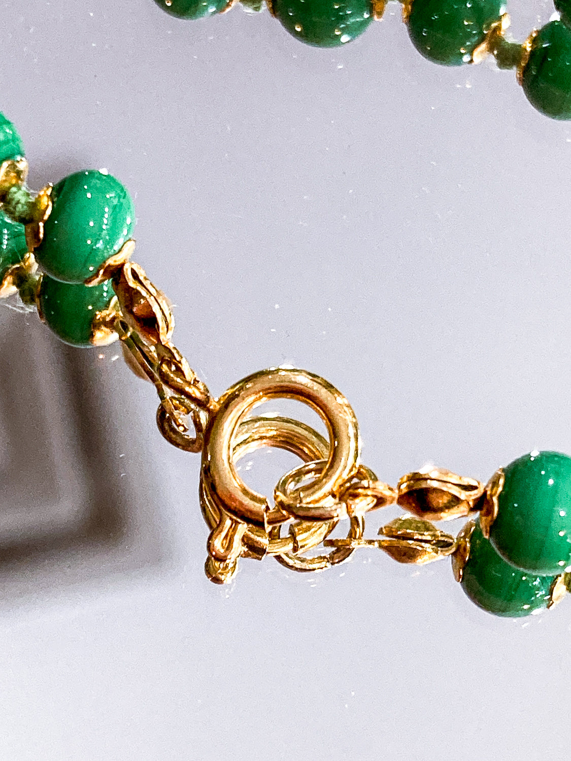 Vintage Green Metallic Gold Venetian Murano Glass Bead Italian Necklace