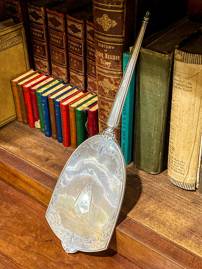 Vintage Engraved Sterling Silver Haddon Hall Elongated Vanity Hand Mirror