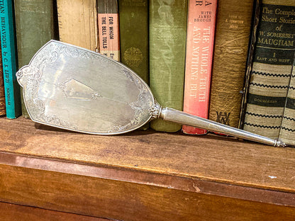 Vintage Engraved Sterling Silver Haddon Hall Elongated Vanity Hand Mirror
