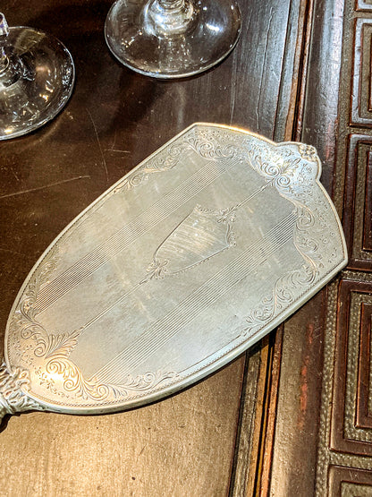 Vintage Engraved Sterling Silver Haddon Hall Elongated Vanity Hand Mirror