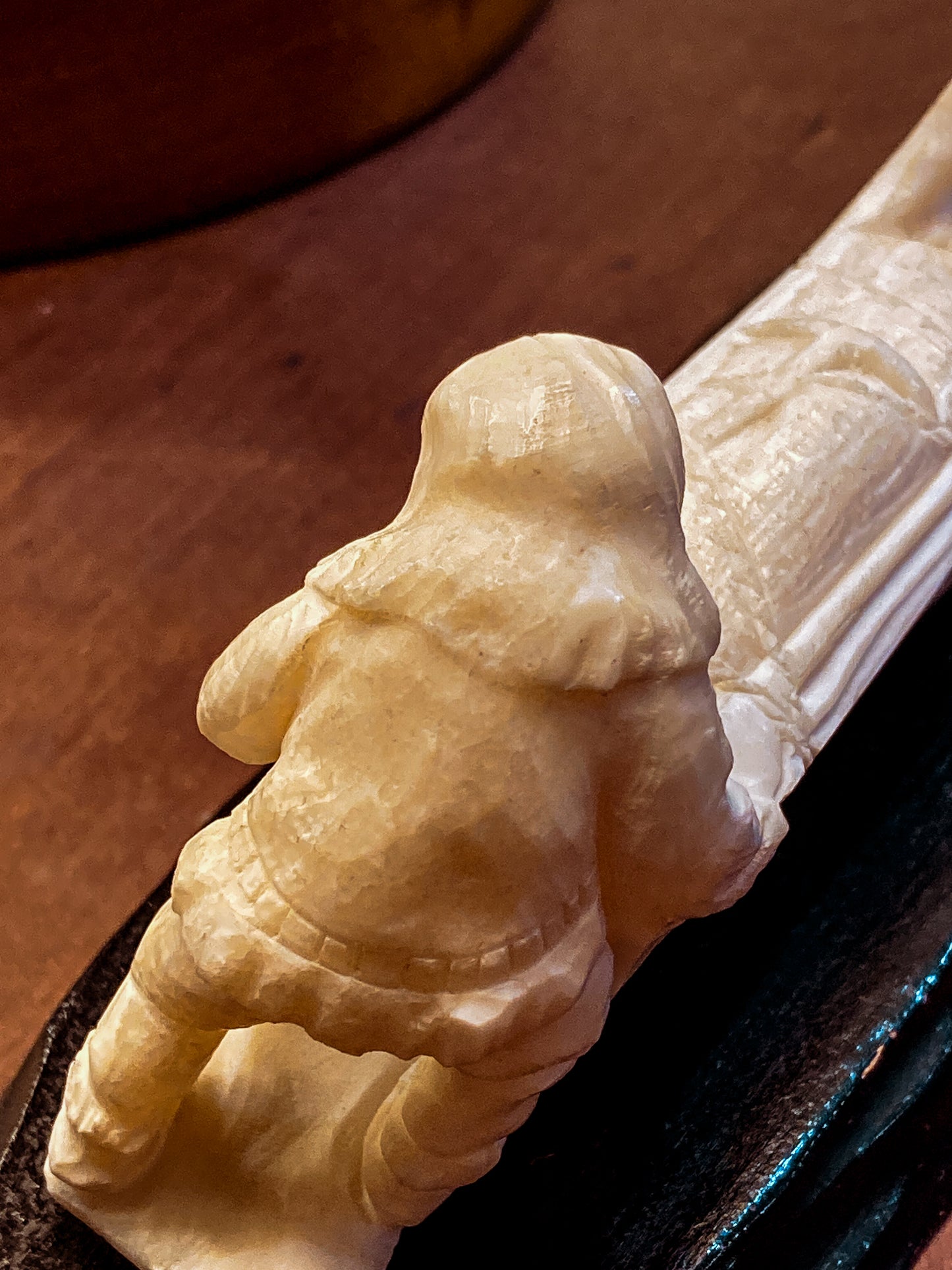 Vintage Hand Carved Bone Inuit Figure Sleigh Dogs Miniature Sculpture on Base