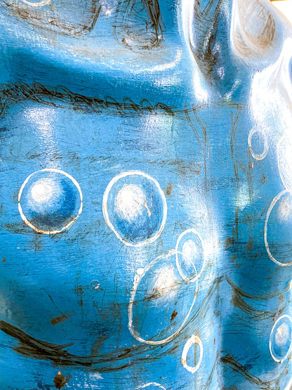 Vintage Hand-Painted Blue Bubble Mannequin Male Torso Sculpture