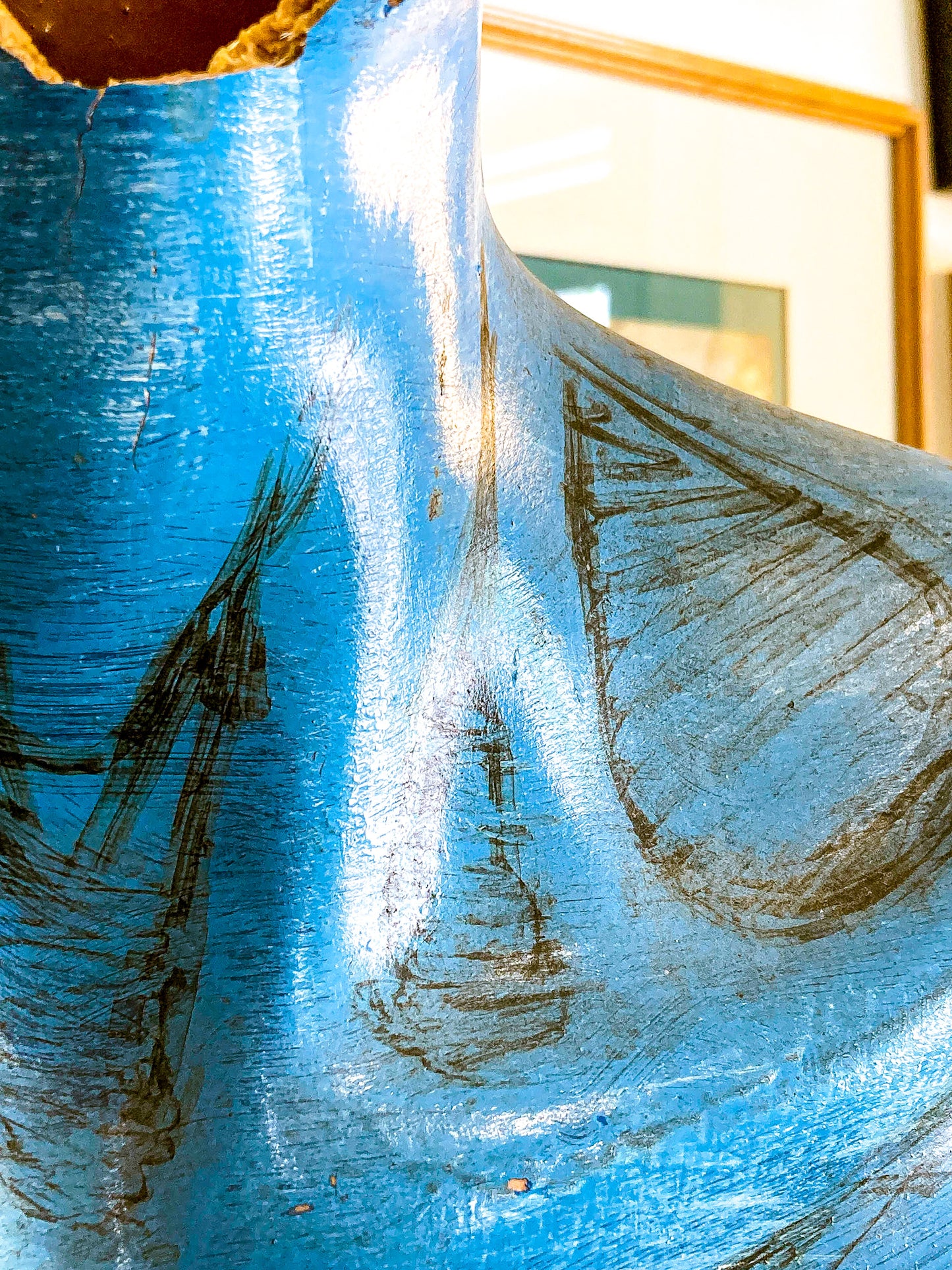 Vintage Hand-Painted Blue Bubble Mannequin Male Torso Sculpture