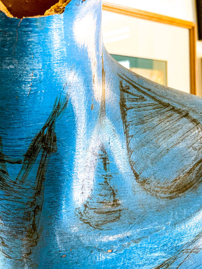 Vintage Hand-Painted Blue Bubble Mannequin Male Torso Sculpture