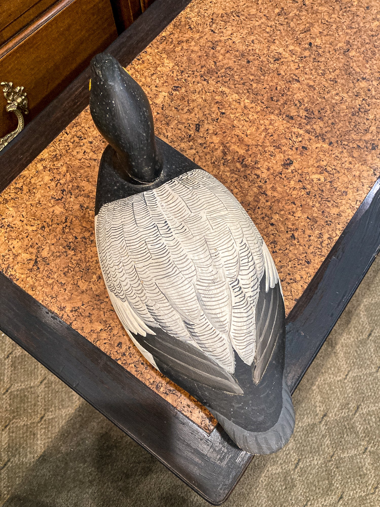 Vintage Hand Painted Carved Wood Greater Scamp Duck Decoy Sculpture
