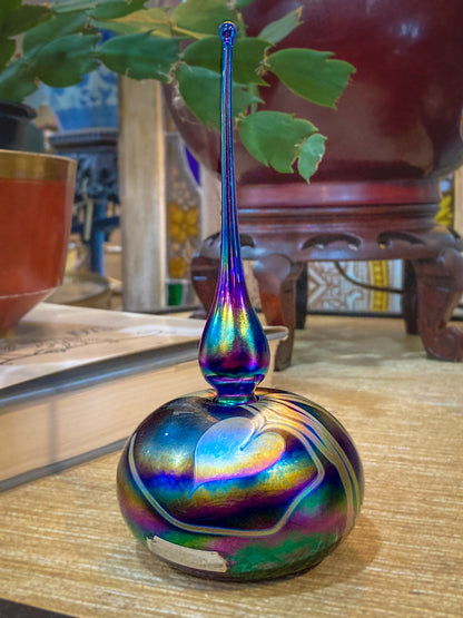 Vintage Hand Blown Iridescent Bleeding Heart Glasshouse Studio Perfume Bottle