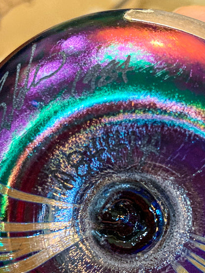 Vintage Hand Blown Iridescent Bleeding Heart Glasshouse Studio Perfume Bottle