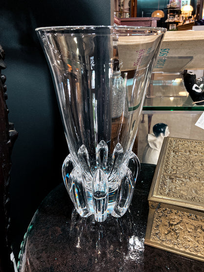 Vintage Handblown George Thompson Steuben Clear Glass Art Vase